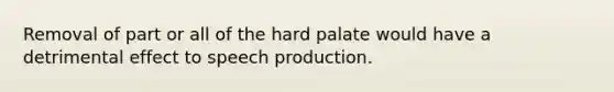 Removal of part or all of the hard palate would have a detrimental effect to speech production.