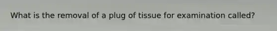 What is the removal of a plug of tissue for examination called?