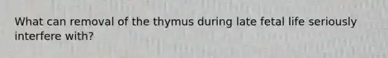 What can removal of the thymus during late fetal life seriously interfere with?