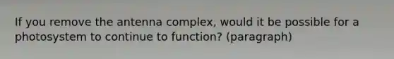 If you remove the antenna complex, would it be possible for a photosystem to continue to function? (paragraph)