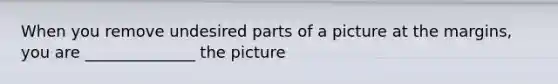 When you remove undesired parts of a picture at the margins, you are ______________ the picture