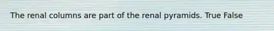 The renal columns are part of the renal pyramids. True False