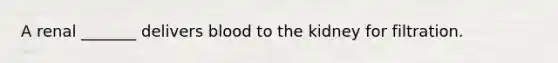 A renal _______ delivers blood to the kidney for filtration.