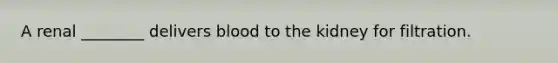 A renal ________ delivers blood to the kidney for filtration.