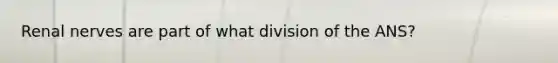 Renal nerves are part of what division of the ANS?