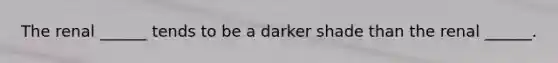 The renal ______ tends to be a darker shade than the renal ______.