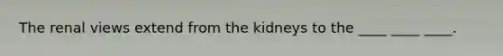 The renal views extend from the kidneys to the ____ ____ ____.