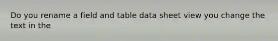 Do you rename a field and table data sheet view you change the text in the