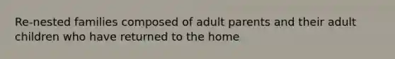 Re-nested families composed of adult parents and their adult children who have returned to the home