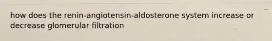 how does the renin-angiotensin-aldosterone system increase or decrease glomerular filtration