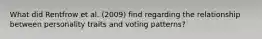 What did Rentfrow et al. (2009) find regarding the relationship between personality traits and voting patterns?