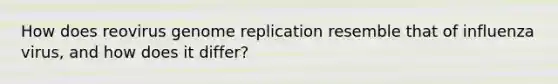 How does reovirus genome replication resemble that of influenza virus, and how does it differ?