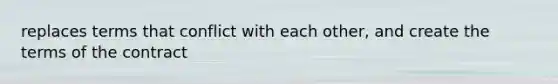 replaces terms that conflict with each other, and create the terms of the contract