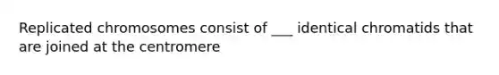 Replicated chromosomes consist of ___ identical chromatids that are joined at the centromere