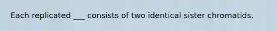 Each replicated ___ consists of two identical sister chromatids.