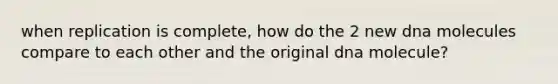 when replication is complete, how do the 2 new dna molecules compare to each other and the original dna molecule?