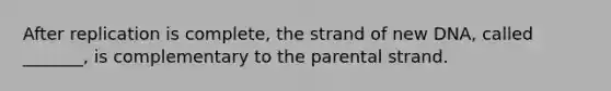 After replication is complete, the strand of new DNA, called _______, is complementary to the parental strand.