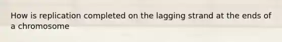 How is replication completed on the lagging strand at the ends of a chromosome