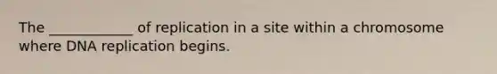 The ____________ of replication in a site within a chromosome where DNA replication begins.