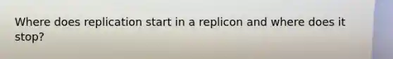 Where does replication start in a replicon and where does it stop?