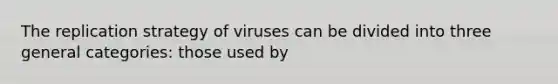 The replication strategy of viruses can be divided into three general categories: those used by