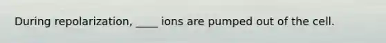 During repolarization, ____ ions are pumped out of the cell.