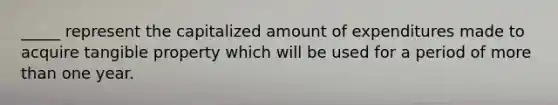 _____ represent the capitalized amount of expenditures made to acquire tangible property which will be used for a period of more than one year.