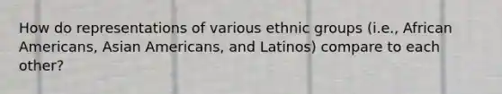 How do representations of various ethnic groups (i.e., African Americans, Asian Americans, and Latinos) compare to each other?