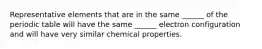 Representative elements that are in the same ______ of the periodic table will have the same ______ electron configuration and will have very similar chemical properties.