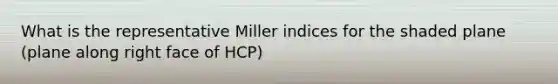 What is the representative Miller indices for the shaded plane (plane along right face of HCP)