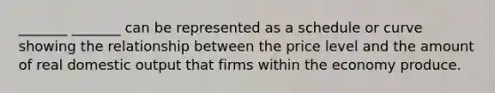 _______ _______ can be represented as a schedule or curve showing the relationship between the price level and the amount of real domestic output that firms within the economy produce.