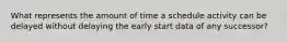 What represents the amount of time a schedule activity can be delayed without delaying the early start data of any successor?