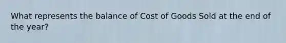 What represents the balance of Cost of Goods Sold at the end of the year?