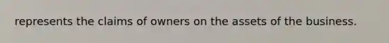 represents the claims of owners on the assets of the business.