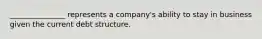 _______________ represents a company's ability to stay in business given the current debt structure.