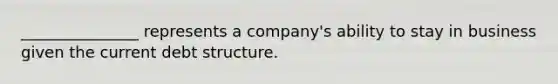 _______________ represents a company's ability to stay in business given the current debt structure.