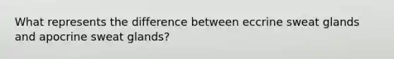 What represents the difference between eccrine sweat glands and apocrine sweat glands?