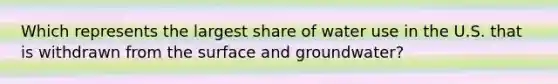 Which represents the largest share of water use in the U.S. that is withdrawn from the surface and groundwater?