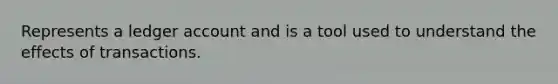 Represents a ledger account and is a tool used to understand the effects of transactions.