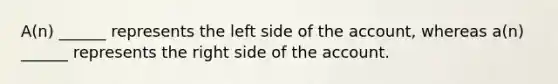 A(n) ______ represents the left side of the account, whereas a(n) ______ represents the right side of the account.