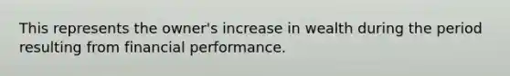 This represents the owner's increase in wealth during the period resulting from financial performance.