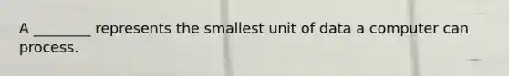 A ________ represents the smallest unit of data a computer can process.