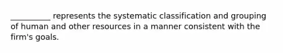 __________ represents the systematic classification and grouping of human and other resources in a manner consistent with the firm's goals.