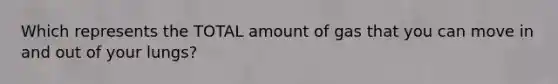 Which represents the TOTAL amount of gas that you can move in and out of your lungs?