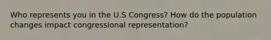 Who represents you in the U.S Congress? How do the population changes impact congressional representation?