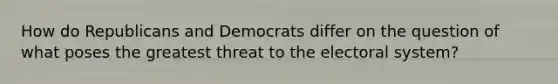 How do Republicans and Democrats differ on the question of what poses the greatest threat to the electoral system?