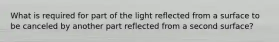 What is required for part of the light reflected from a surface to be canceled by another part reflected from a second surface?