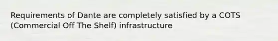 Requirements of Dante are completely satisfied by a COTS (Commercial Off The Shelf) infrastructure