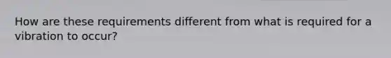 How are these requirements different from what is required for a vibration to occur?