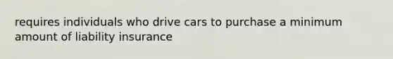 requires individuals who drive cars to purchase a minimum amount of liability insurance